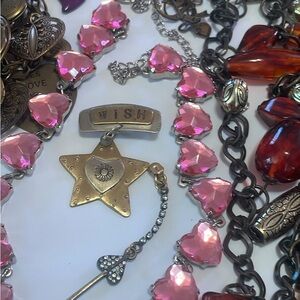 AMAZING lot of hearts, pink crystal heart necklace gold & silver toned hearts!